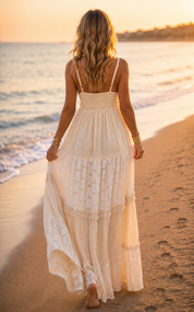 Evra Beige Boho Kleid