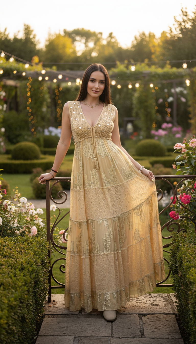 Golden Daydreams Boho Dress
