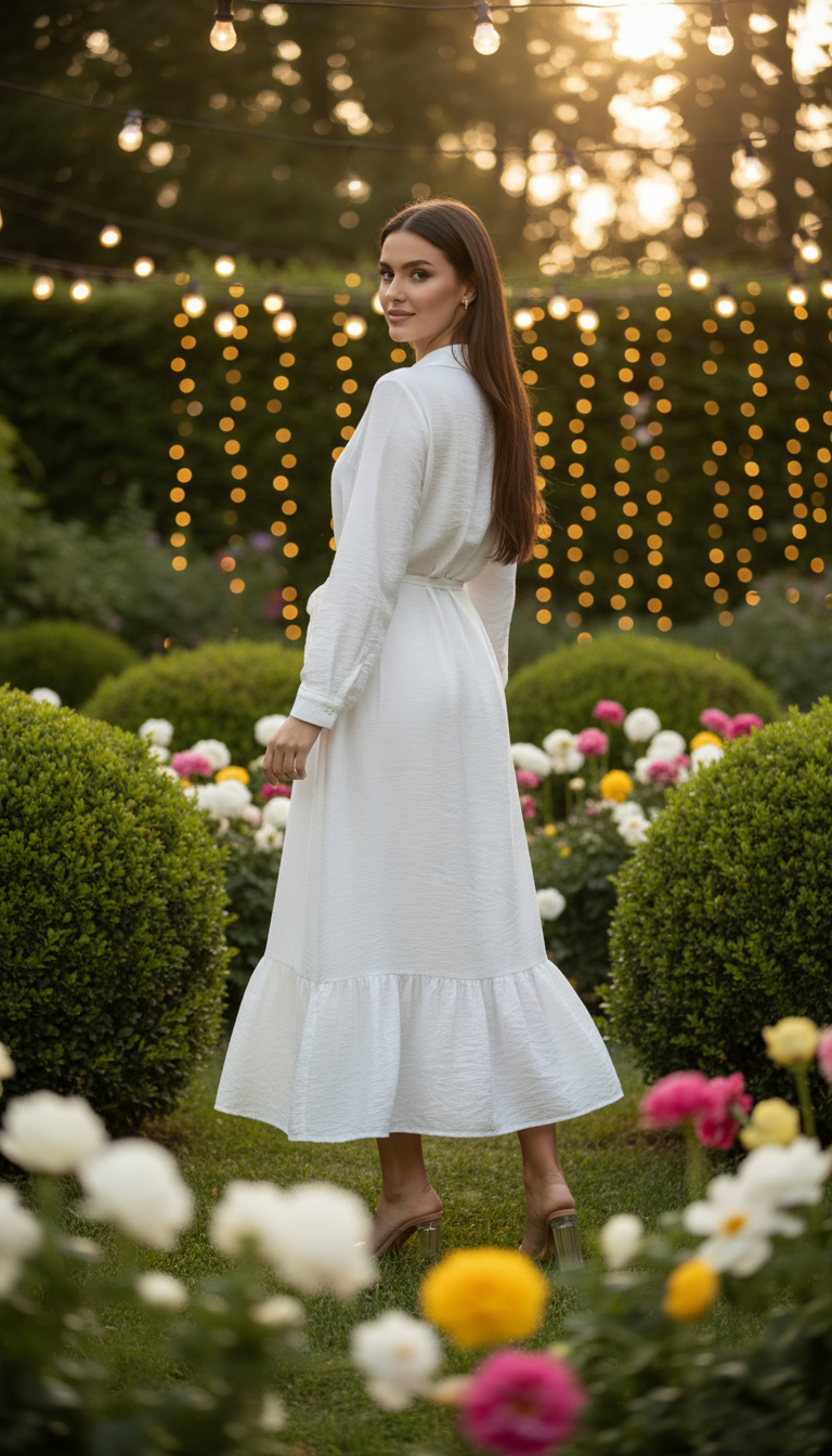 Boho-Maxikleid mit goldener Stickerei