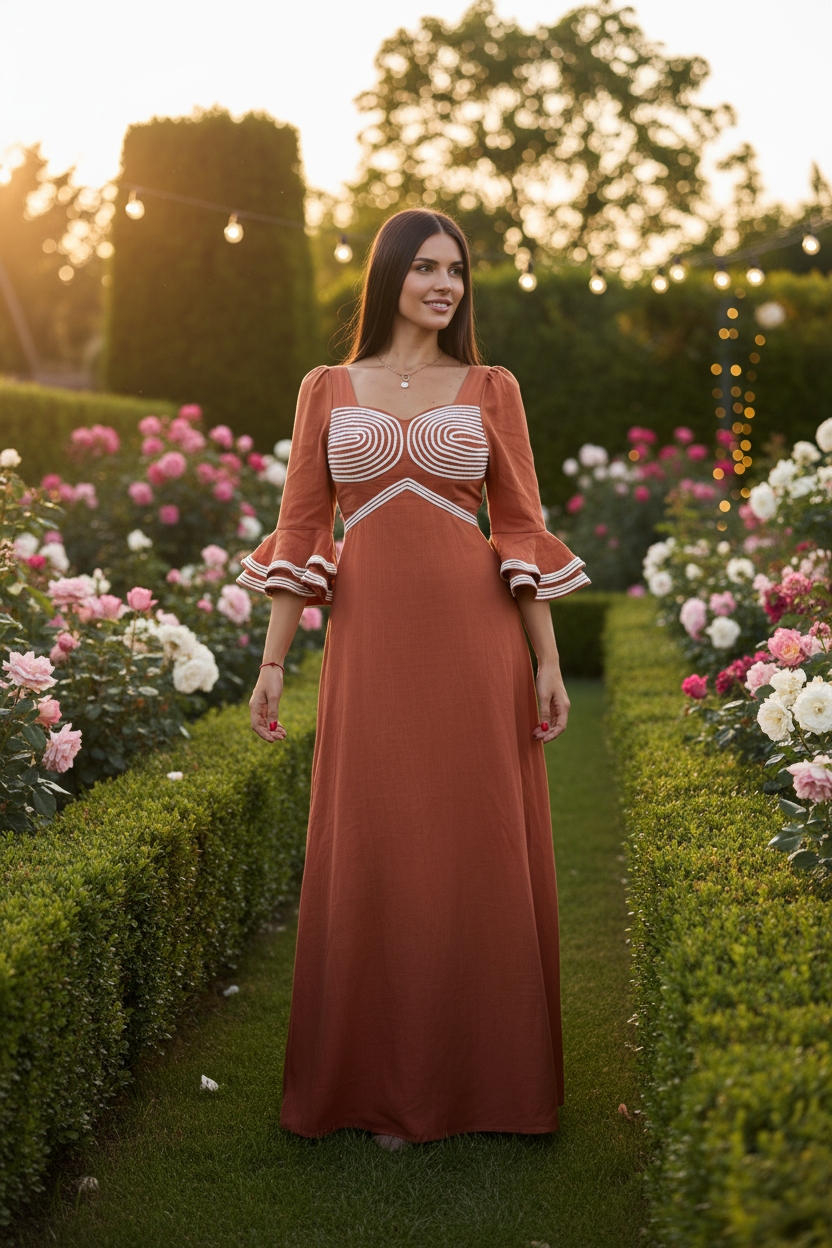 Terracotta Boho Maxi Dress