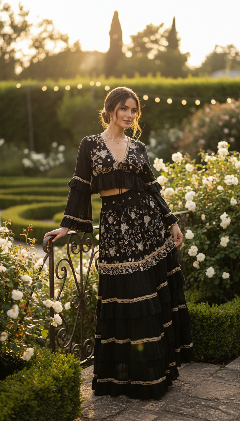 Desert Rose Black Boho Set