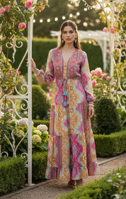 Robe en soie rose Aurore