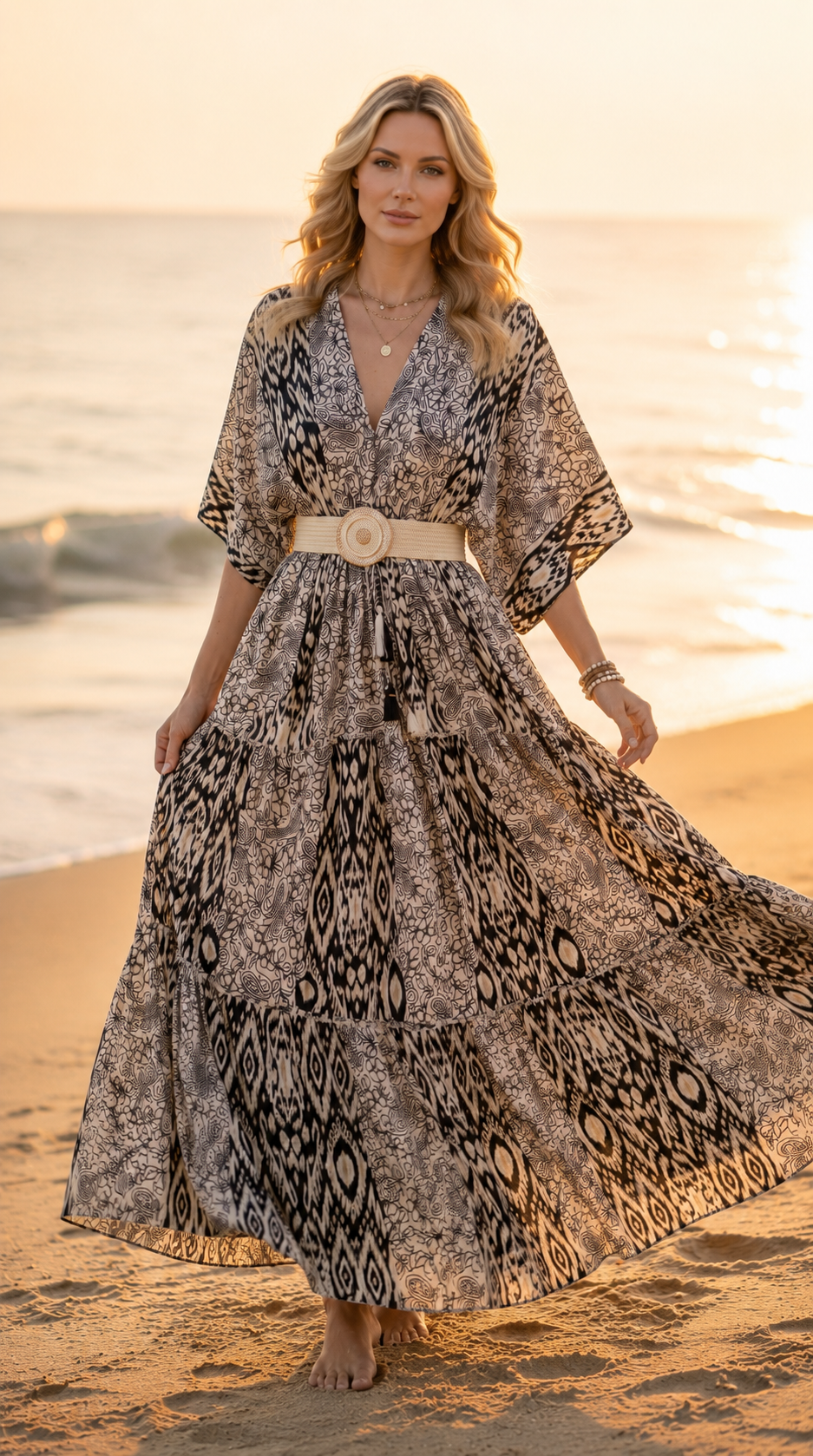 Elaria Black Silk Maxi Dress
