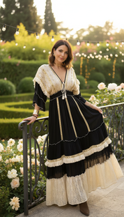 Robe longue bohème Velvet Night – Création romantique artisanale