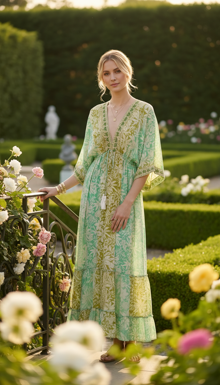 Robe en soie orange à aura dorée