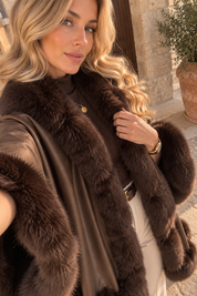 Siena Brown Faux Fur Cape
