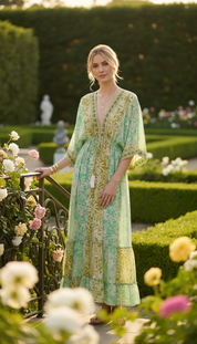 Golden Aura grünes Seidenkleid