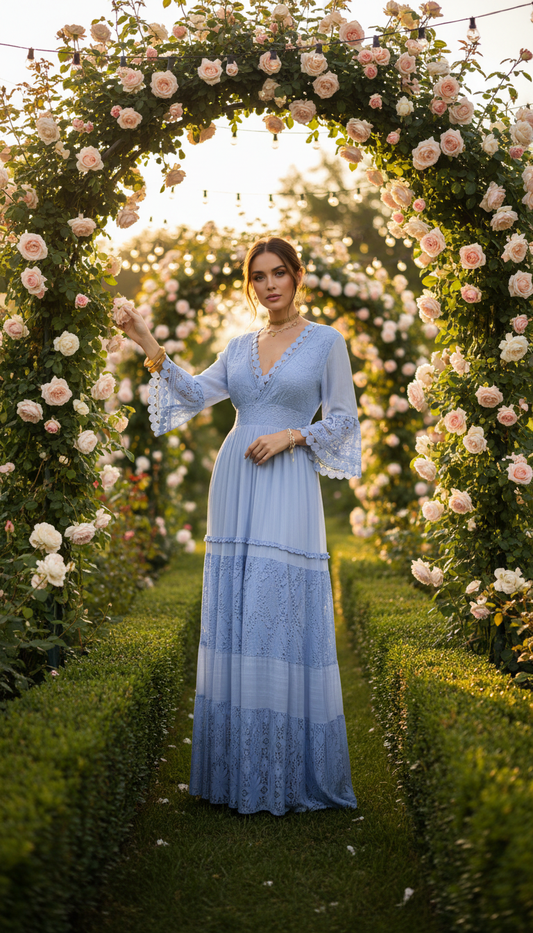 Reine böhmische Spitze in Blau