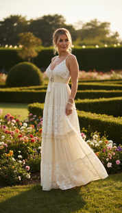 Evra Beige Boho Kleid