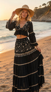 Desert Rose Black Boho Set