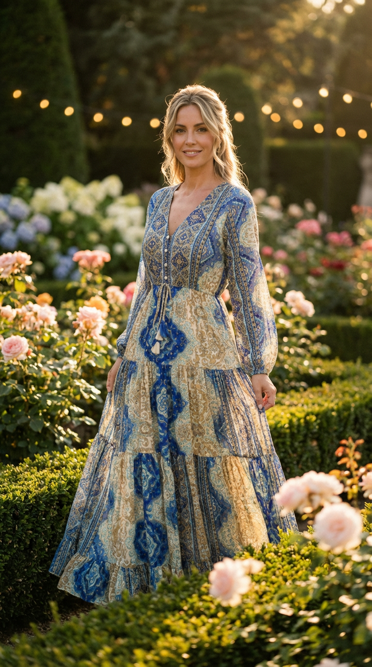 Robe en soie bleu aurore