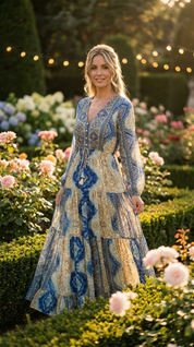 Robe en soie bleu aurore
