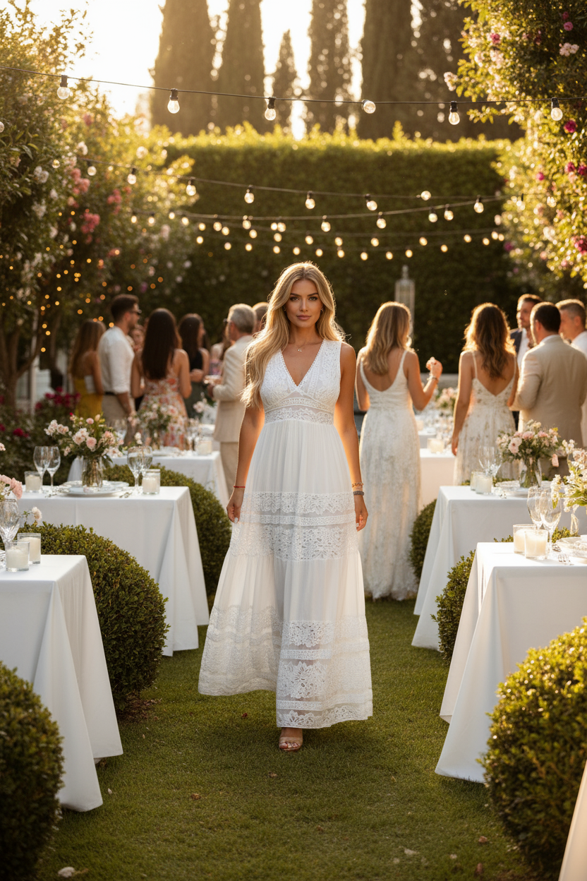 Ethereal White Boho Lace Dress