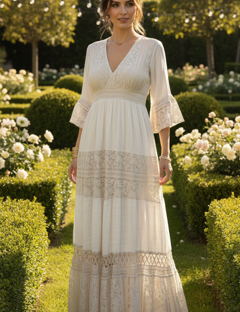 Boho White Lace Dress