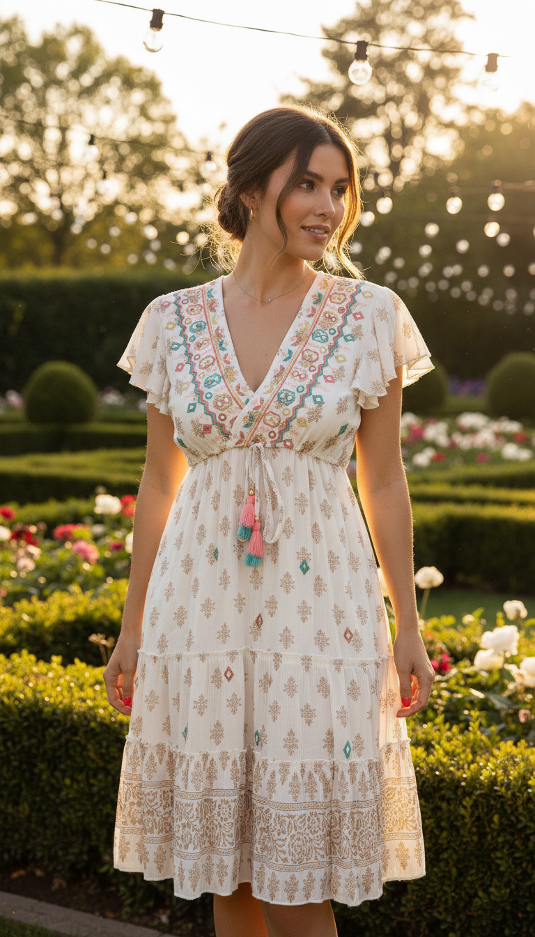 Robe Courte Détails Couleur