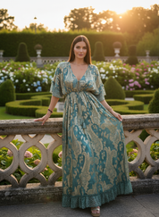Chantilly Garden Blue Boho Long Dress