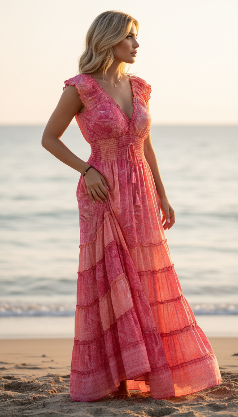 Amara Pink Silk Maxi Dress