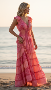 Amara Pink Silk Maxi Dress