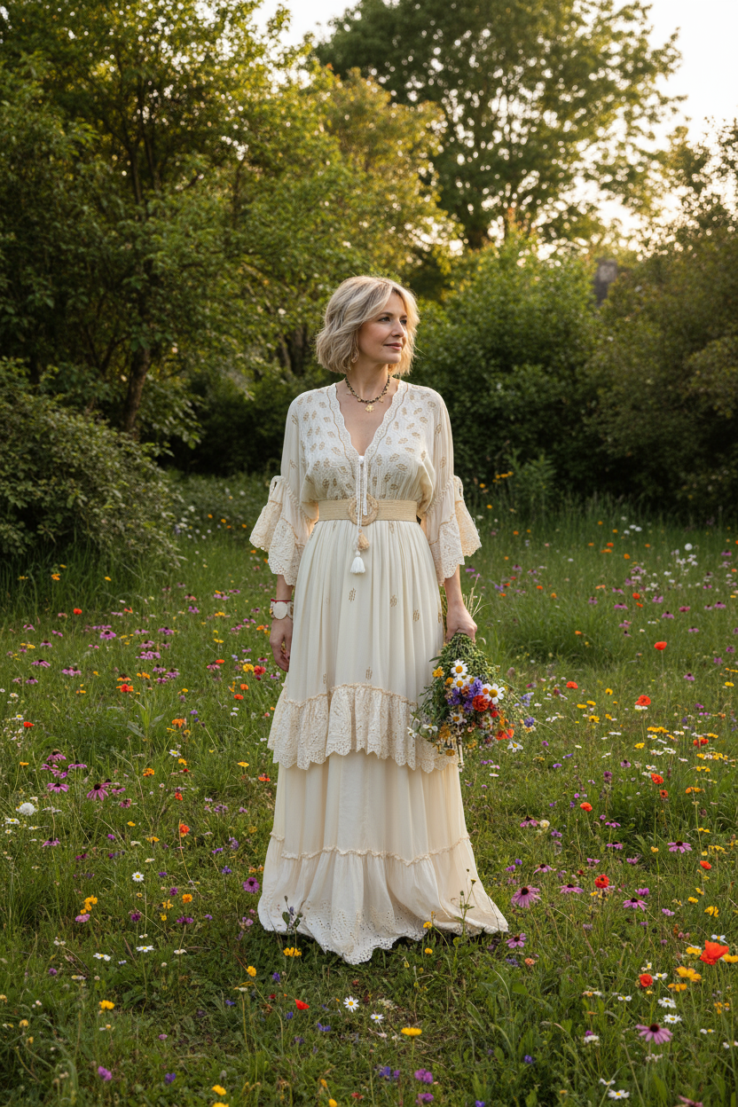 Mansi White Boho Dress