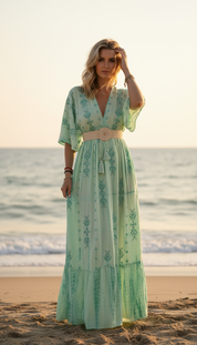 Seafoam Embroidered Maxi Dress