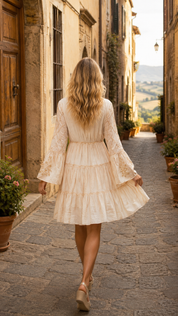 Alessia Golden Embroidered Mini Dress