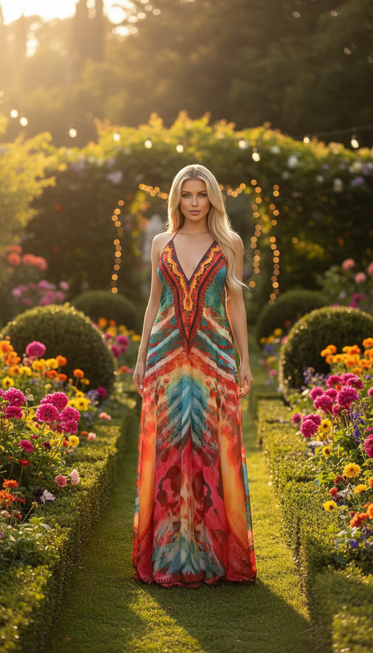 Fire Boho Silk Dress