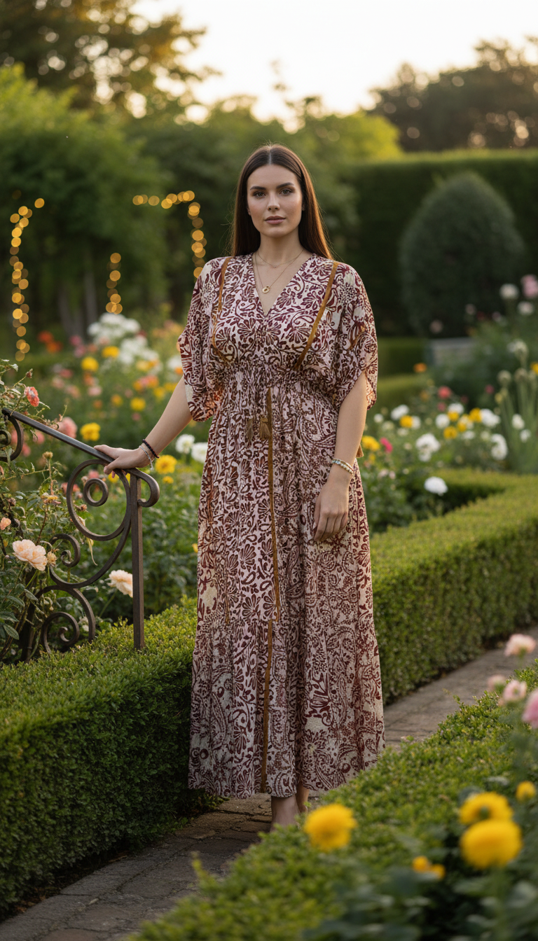 Bohemian Harmony Ruby Silk Dress