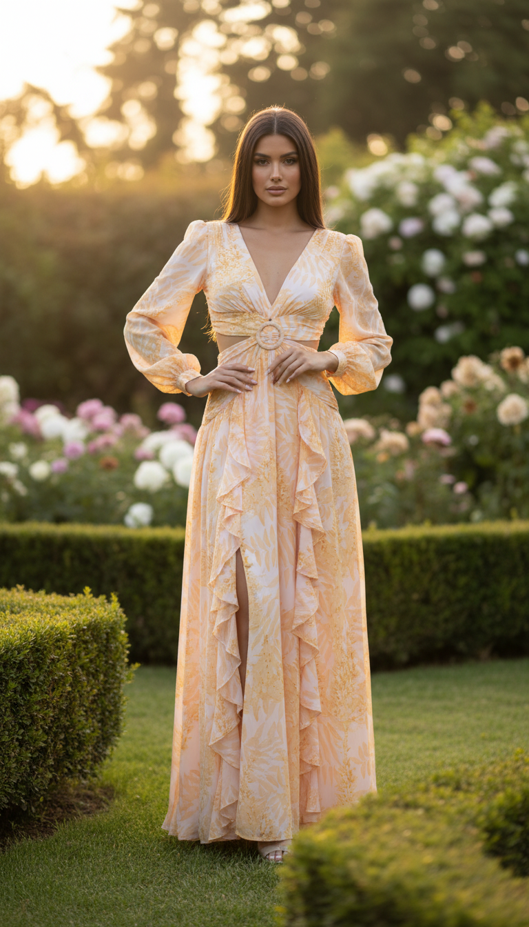 Romantic Silk & Organic Cotton Maxi Dress