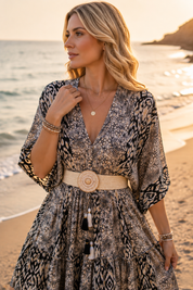 Elaria Black Silk Maxi Dress