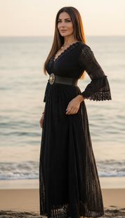 Salbeigrünes Spitzenkleid