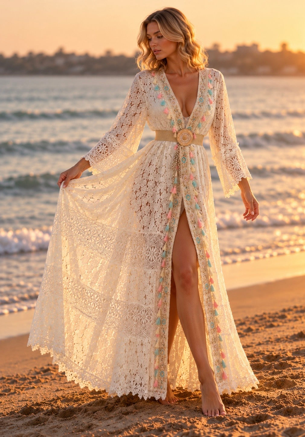 Ivory Soul Lace Kimono – Handcrafted Elegance