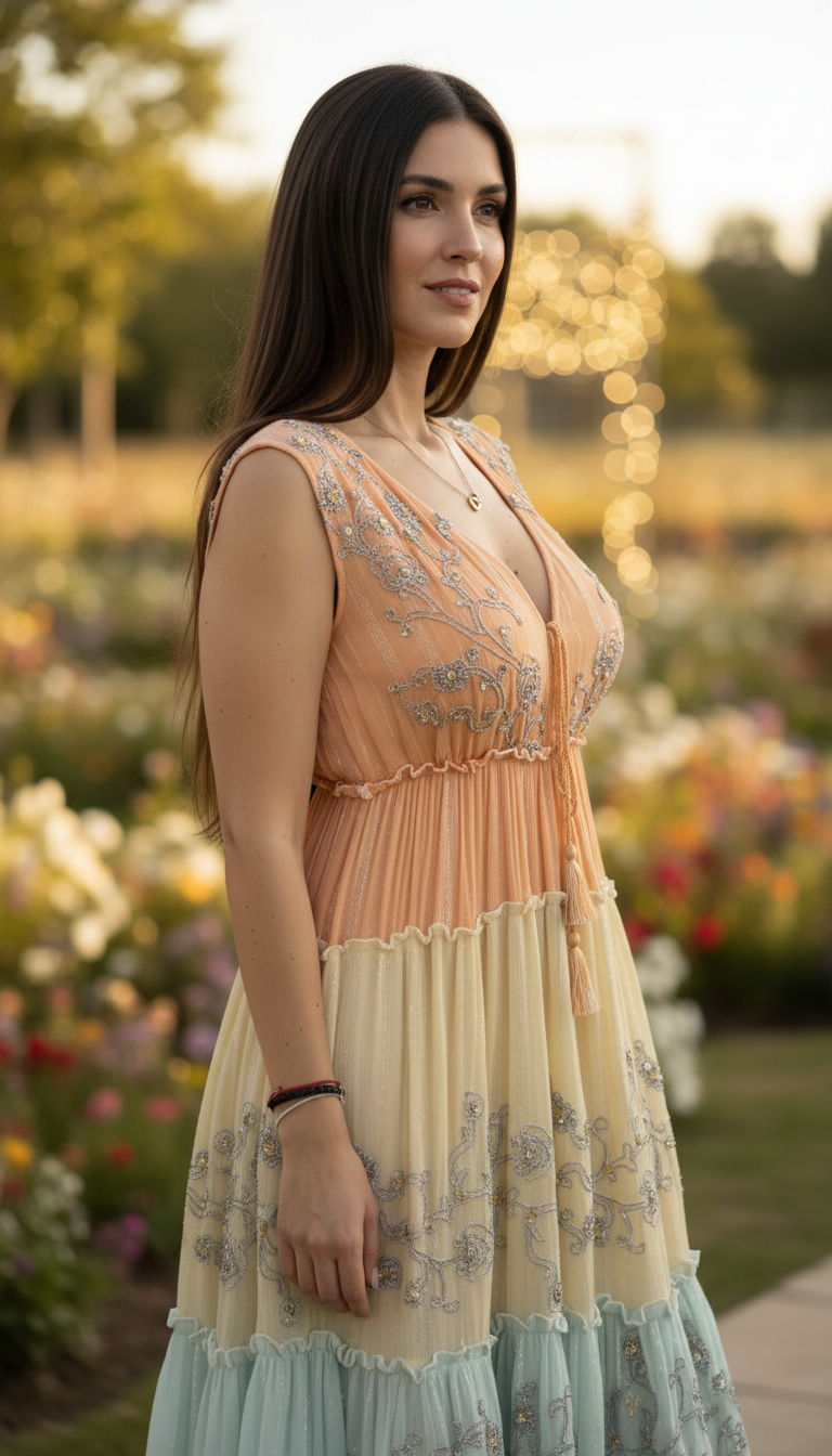 Sunset Orange Boho Maxi Dress