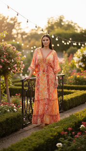 Golden Aura Green Silk Dress