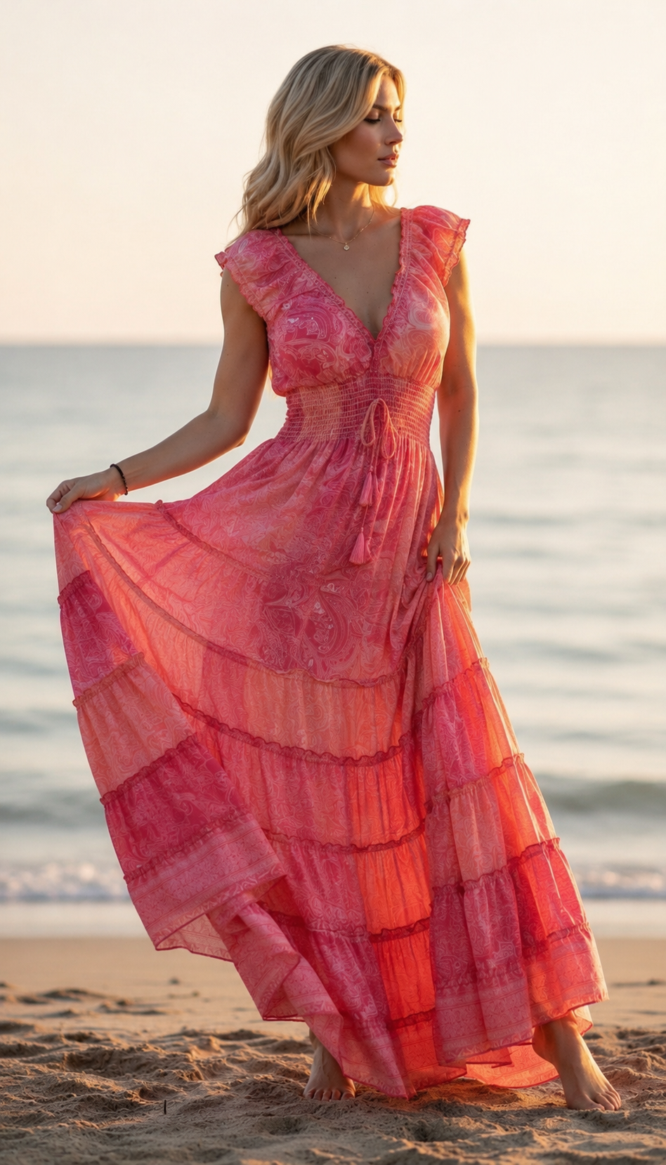 Amara Pink Silk Maxi Dress
