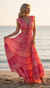 Amara Pink Silk Maxi Dress