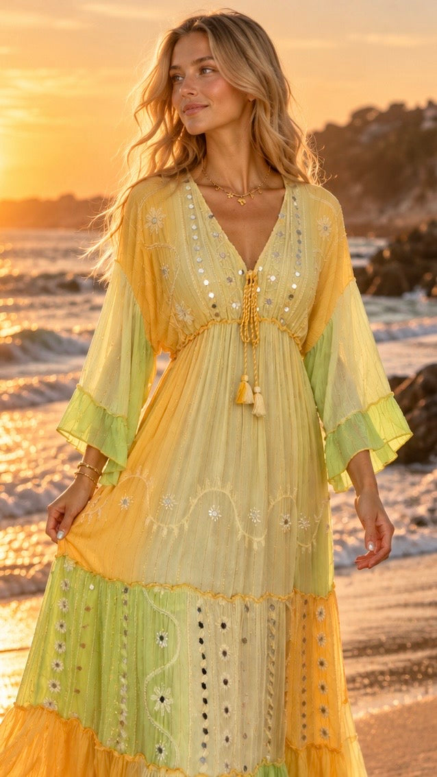 Solana Embroidered Maxi Dress