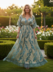 Chantilly Garden Blue Boho Long Dress