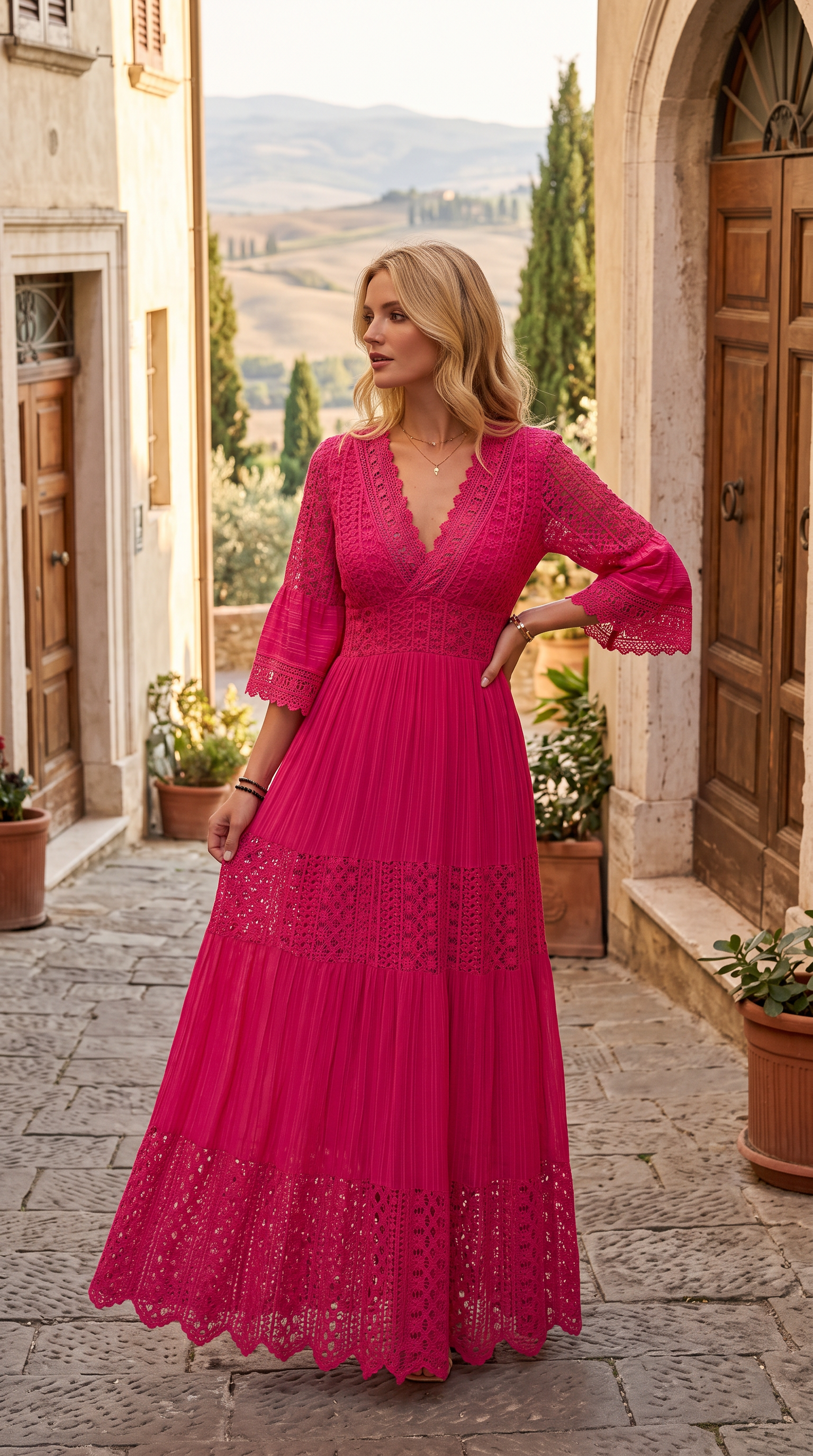 Ivory Moon Pink Lace Dress