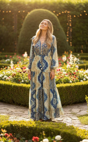 Robe en soie bleu aurore