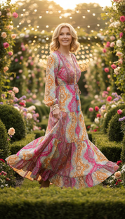 Robe en soie rose Aurore