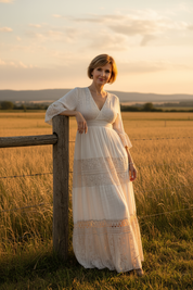 Boho Beige Lace Dress