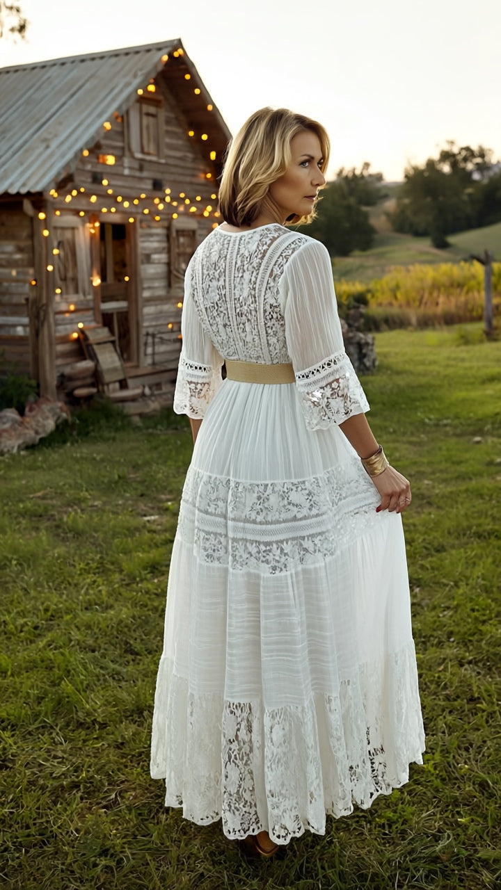 Boho White Lace Dress