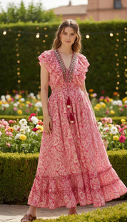 Aurora-rosa Seidenkleid