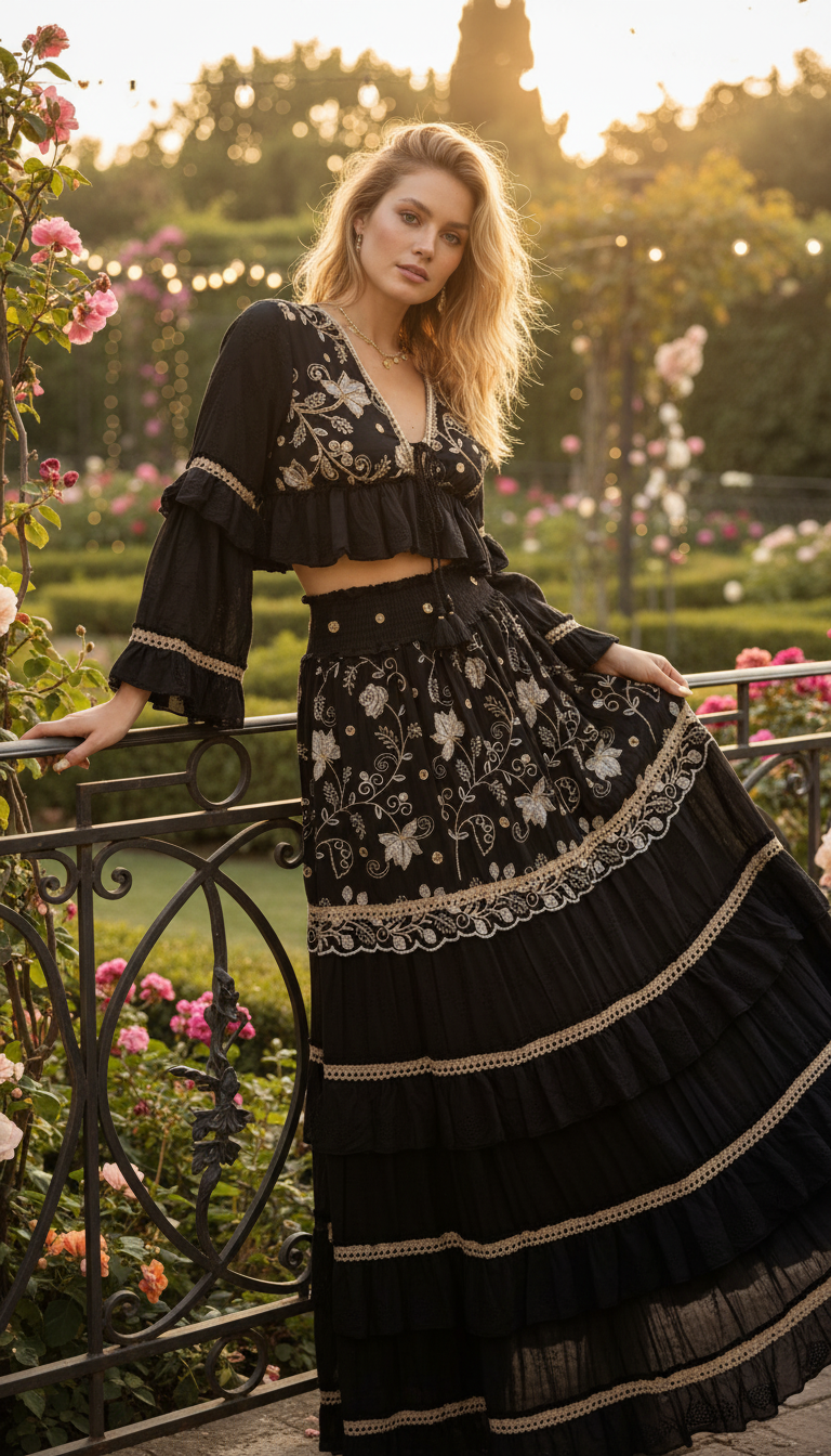 Desert Rose Black Boho Set