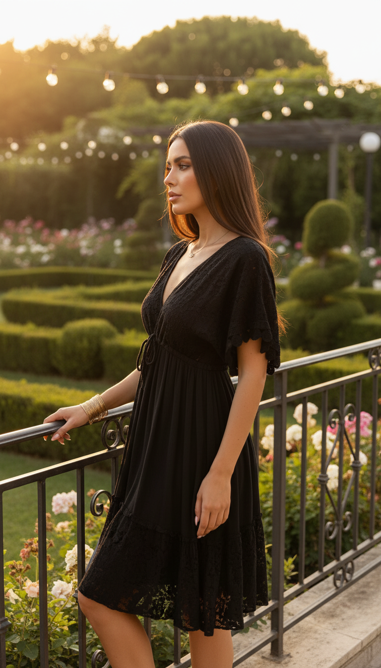 Lunar Dream Black Mini Dress