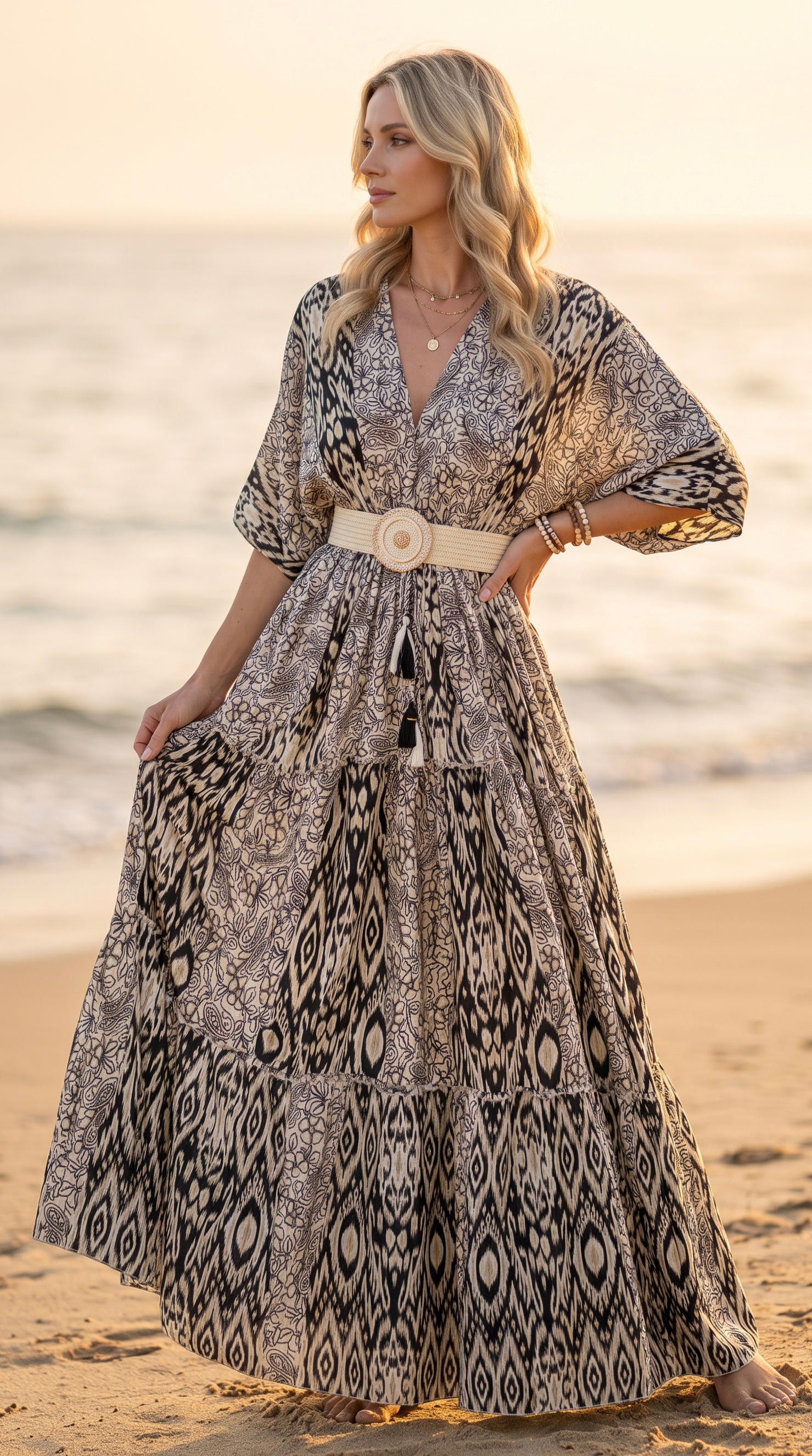 Elaria Black Silk Maxi Dress