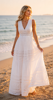 Ethereal White Boho Lace Dress