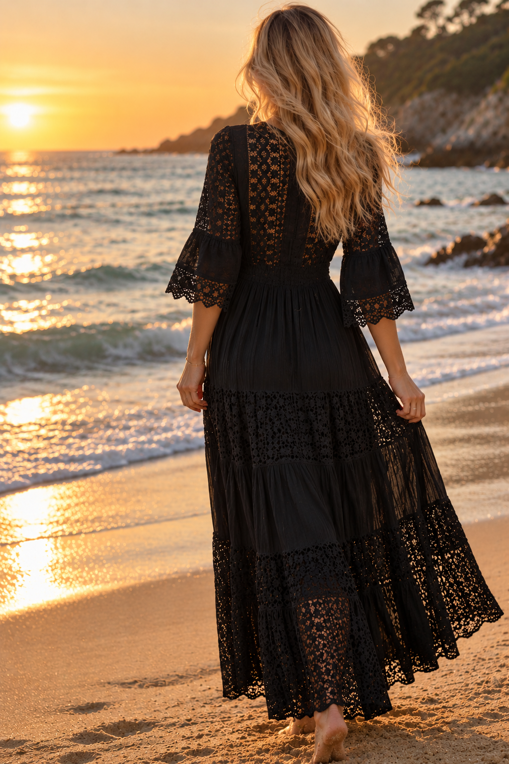 Ivory Moon Black Lace Dress