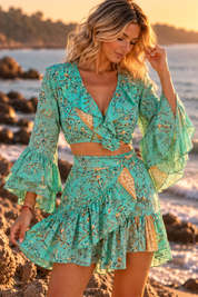 Lunaria Turquoise Boho Two-Piece Set