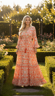 Sunset Bloom Silk Dress
